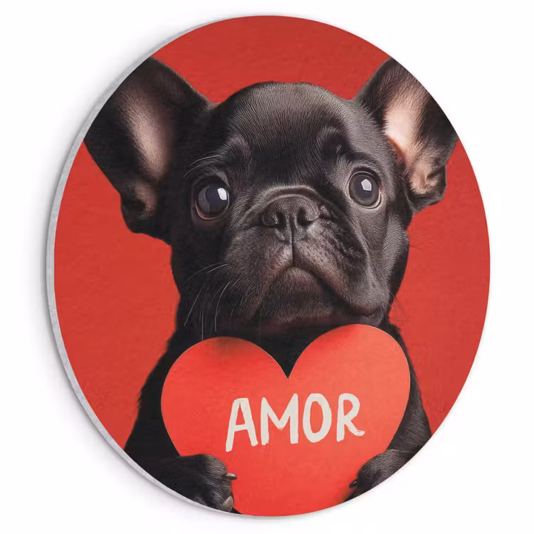 Akoestisch schilderij rond - Amor - Hond - Hartje - Rood — 1