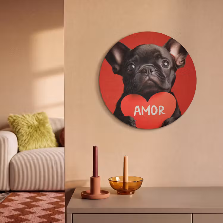 Akoestisch schilderij rond - Amor - Hond - Hartje - Rood — 3