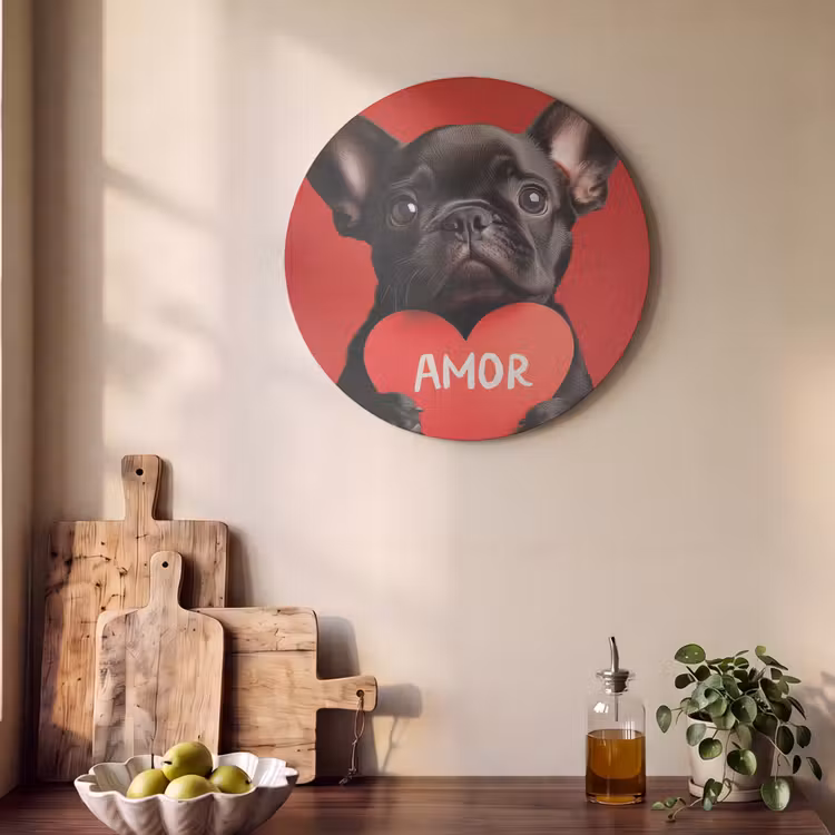 Akoestisch schilderij rond - Amor - Hond - Hartje - Rood — 4