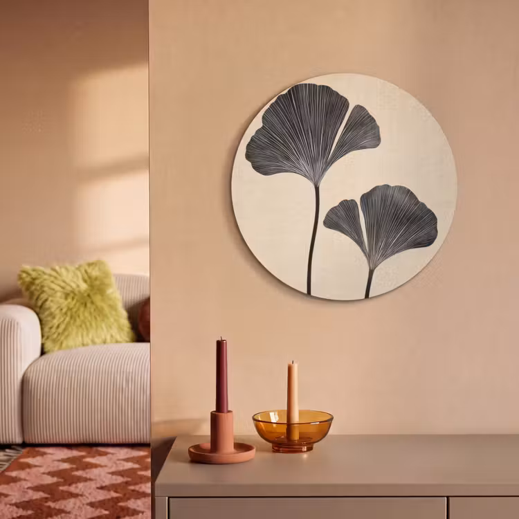 Akoestisch schilderij rond - Bladeren - Minimalistisch - Zwart — 3