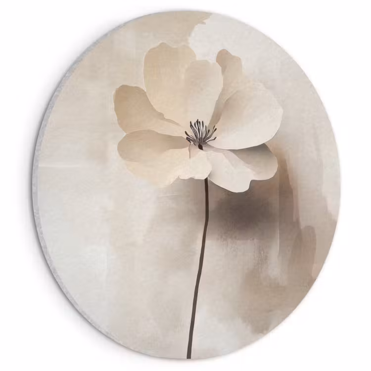 Akoestisch schilderij rond - Bloem - Beige - Verf - Schaduw — 1
