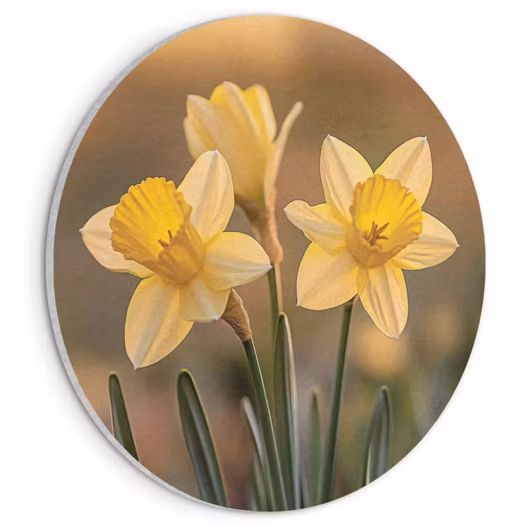 Akoestisch schilderij rond - Bloemen - Geel - Wazig — 1