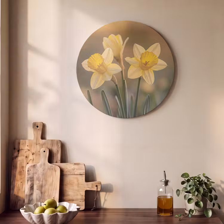 Akoestisch schilderij rond - Bloemen - Geel - Wazig — 4
