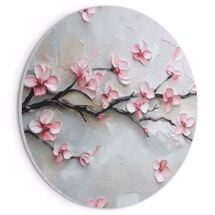 Akoestisch schilderij rond - Bloesem - Kunstzinnig - Roze - Sakura — 1