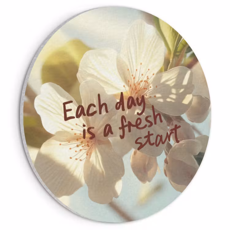 Akoestisch schilderij rond - Bloesems - Zonlicht - Quote - Wit — 1