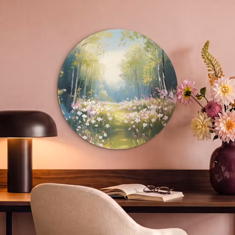 Akoestisch schilderij rond - Bos - Schilderstijl - Kleurrijk — 2