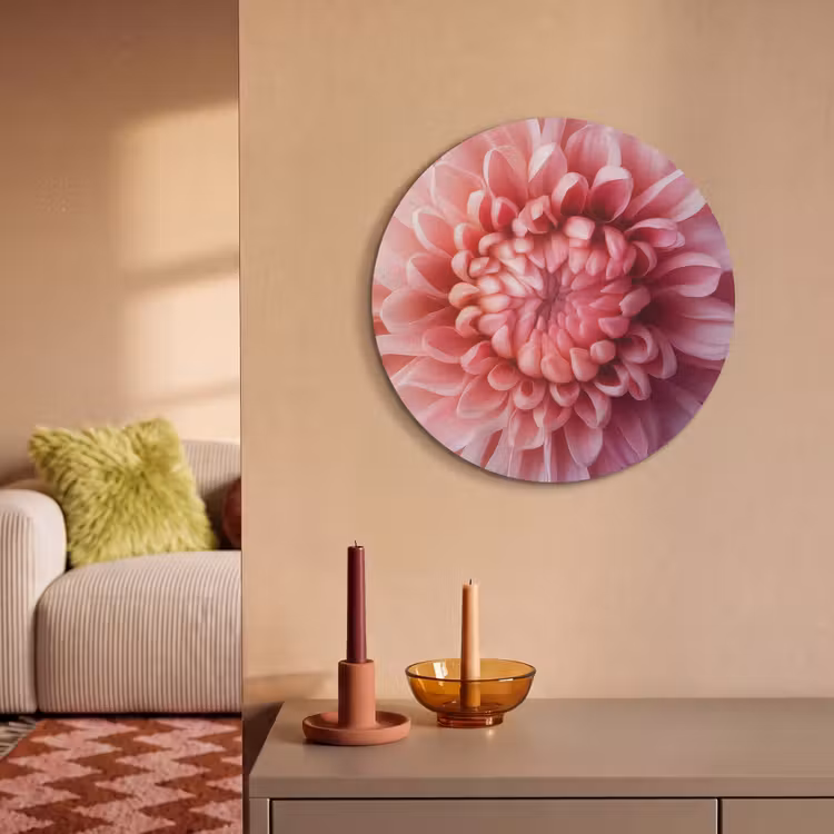 Akoestisch schilderij rond - Dahlia - Bloem - Close up - Roze — 3
