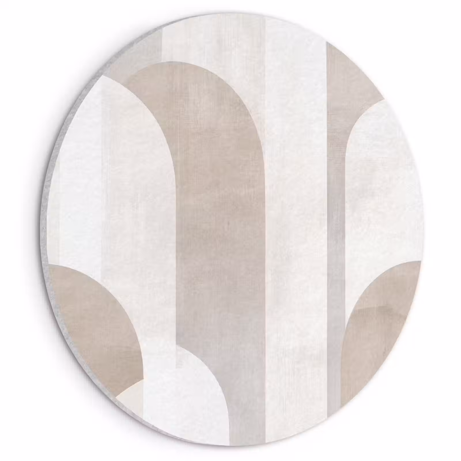 Akoestisch schilderij rond - Abstracte bogen - Modern - Beige — 1