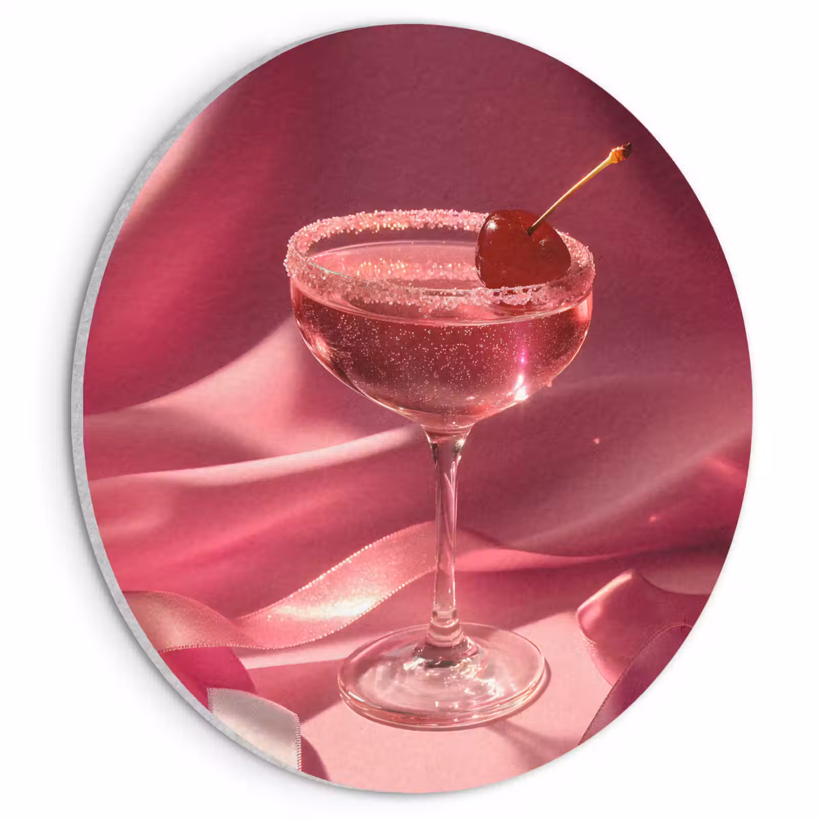 Akoestisch schilderij rond - Cocktail - Pink - Luxe — 1