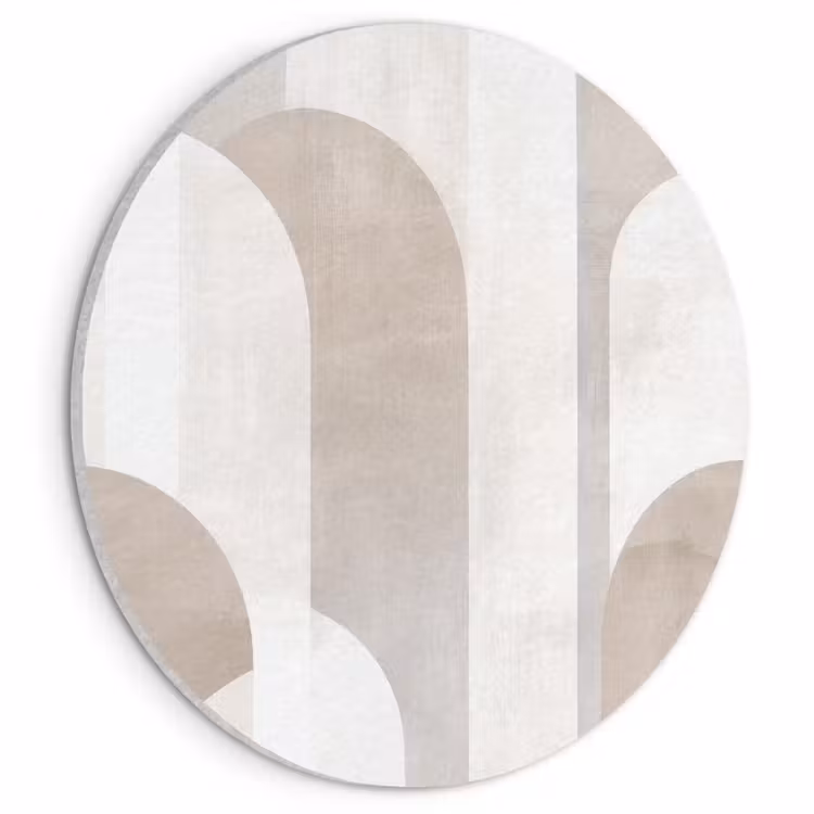 Akoestisch schilderij rond - Abstracte bogen - Modern - Beige — 1