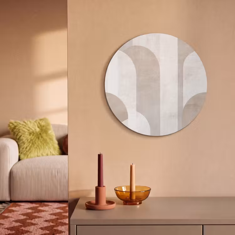 Akoestisch schilderij rond - Abstracte bogen - Modern - Beige — 3