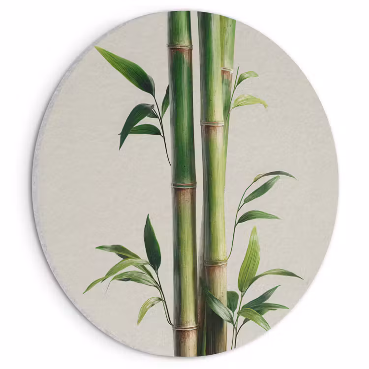 Akoestisch schilderij rond - Bamboestengels - Sierlijk - Groen — 1