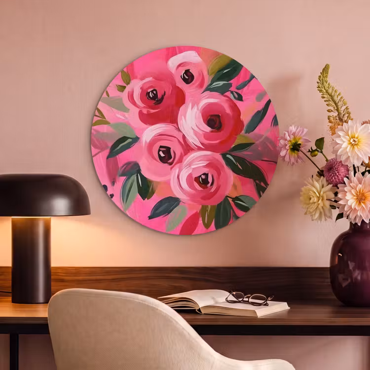 Akoestisch schilderij rond - Bloemen - Verf - Roze — 2