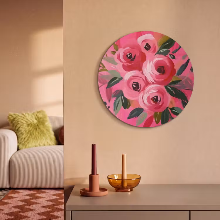 Akoestisch schilderij rond - Bloemen - Verf - Roze — 3