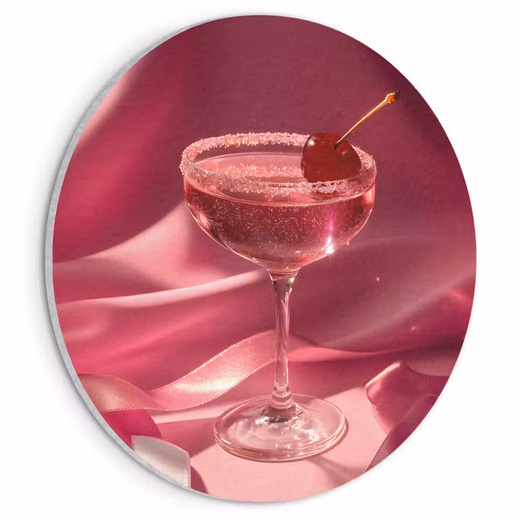 Akoestisch schilderij rond - Cocktail - Pink - Luxe — 1
