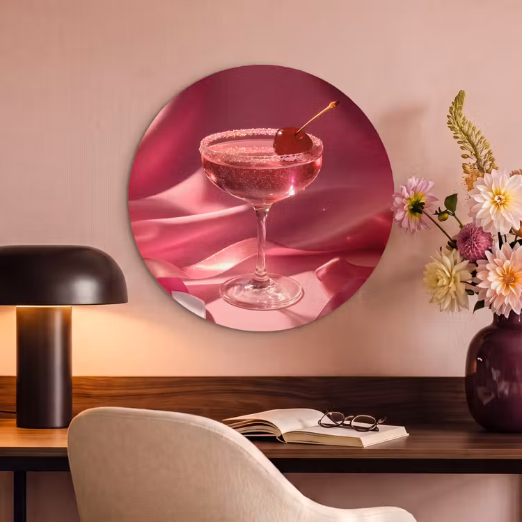 Akoestisch schilderij rond - Cocktail - Pink - Luxe — 2