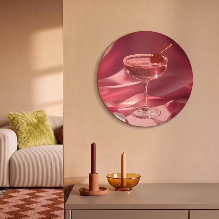 Akoestisch schilderij rond - Cocktail - Pink - Luxe — 3