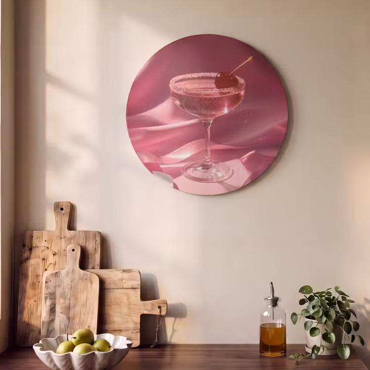 Akoestisch schilderij rond - Cocktail - Pink - Luxe — 4
