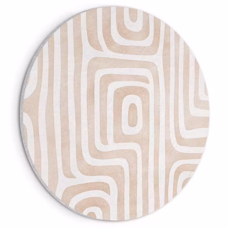 Akoestisch schilderij rond - Decoratief - Labyrint - Beige — 1