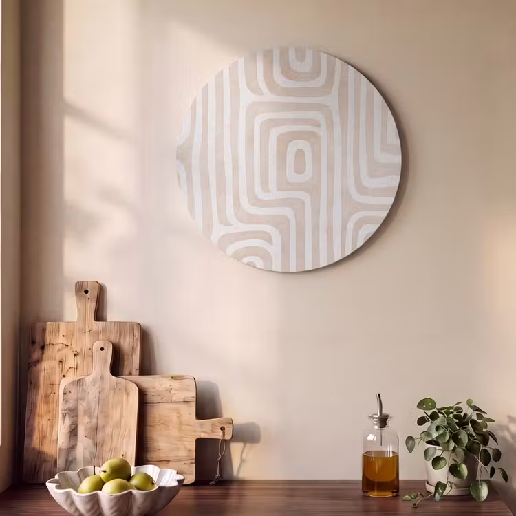 Akoestisch schilderij rond - Decoratief - Labyrint - Beige — 4