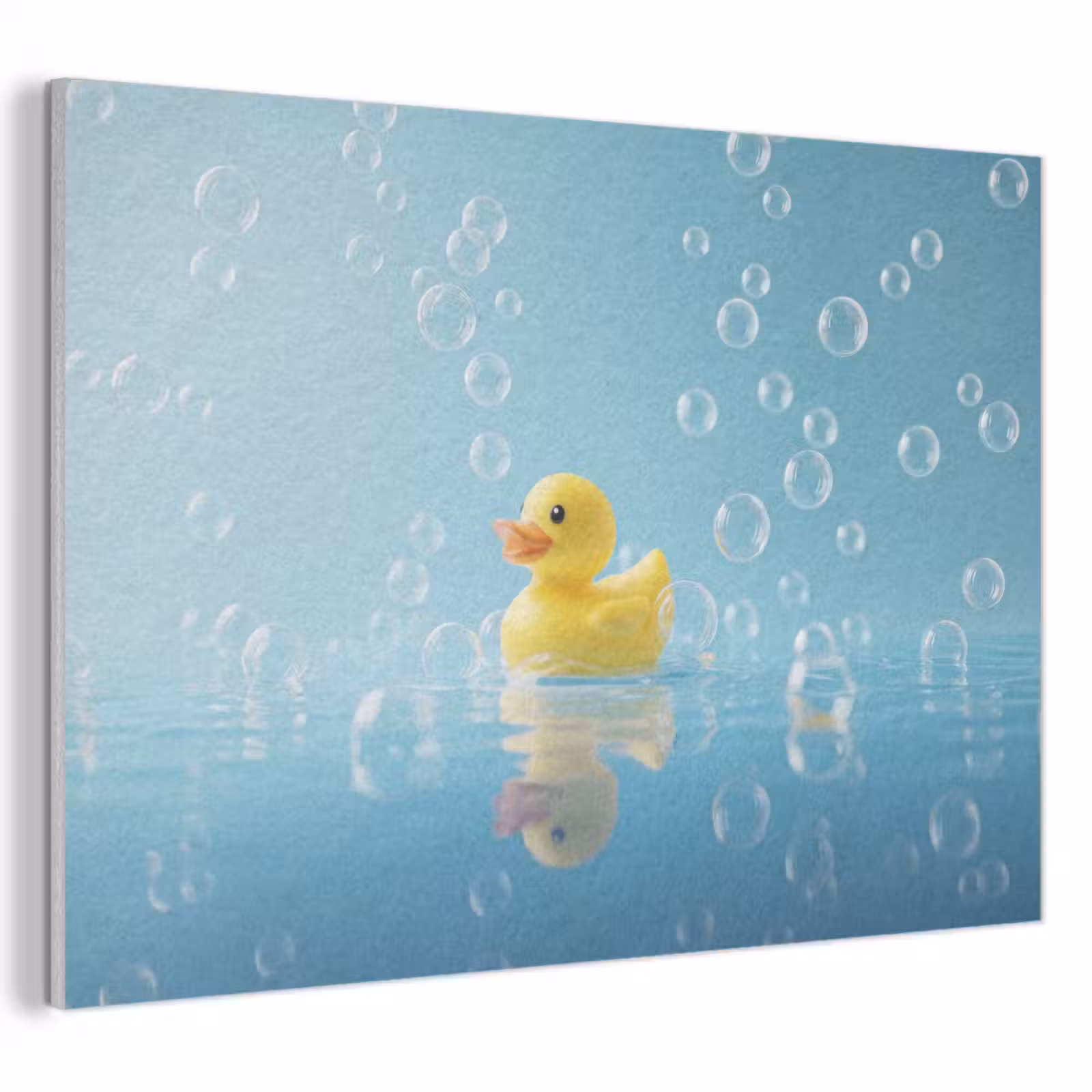Akoestisch schilderij - Bubbels - Badeend - Geel — 1