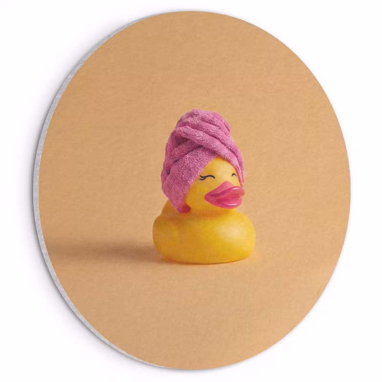 Akoestisch schilderij rond - Badeend - Handdoek - Kleurrijk — 1