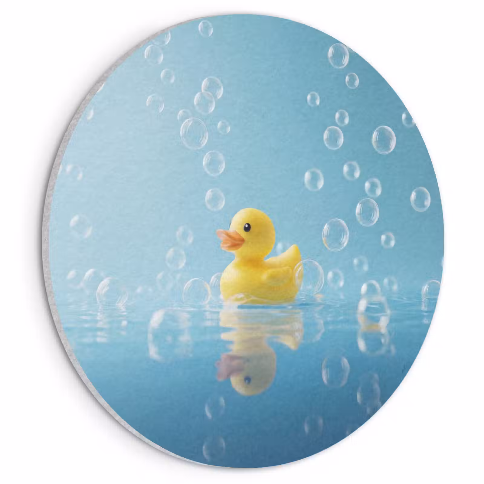 Akoestisch schilderij rond - Bubbels - Badeend - Geel — 1