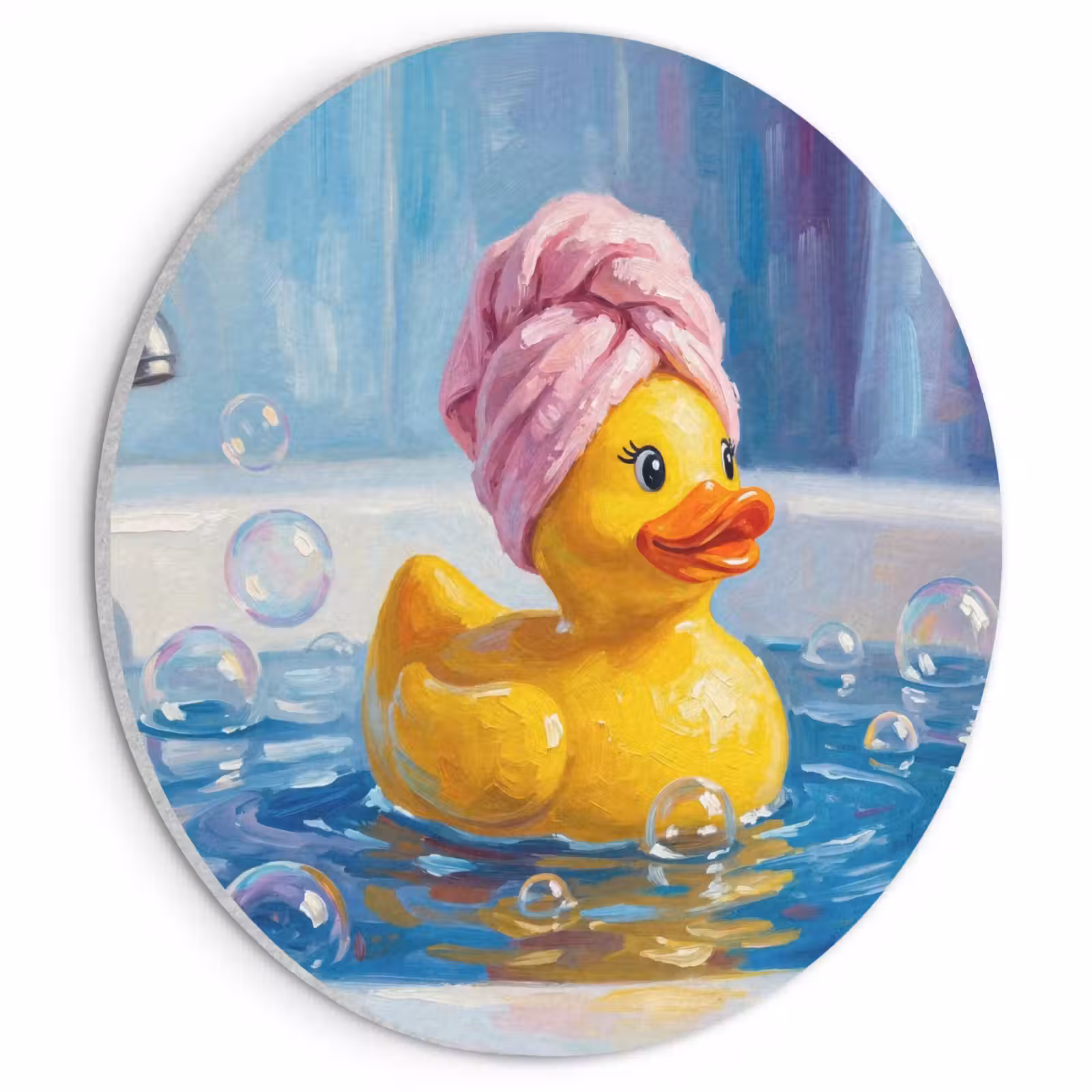 Akoestisch schilderij rond - Creatief - Badeend - Kleurrijk — 1