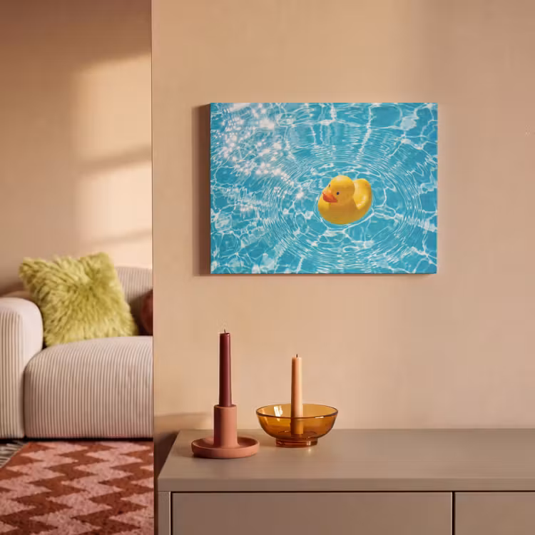 Akoestisch schilderij - Badeend - Dobberen - Blauw — 2