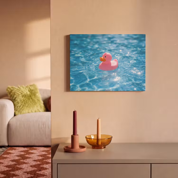 Akoestisch schilderij - Badeend - Dobberend - Roze — 2