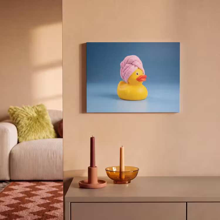 Akoestisch schilderij - Badeend - Handdoek - Blauw — 2