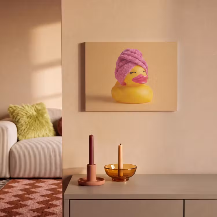 Akoestisch schilderij - Badeend - Handdoek - Kleurrijk — 2