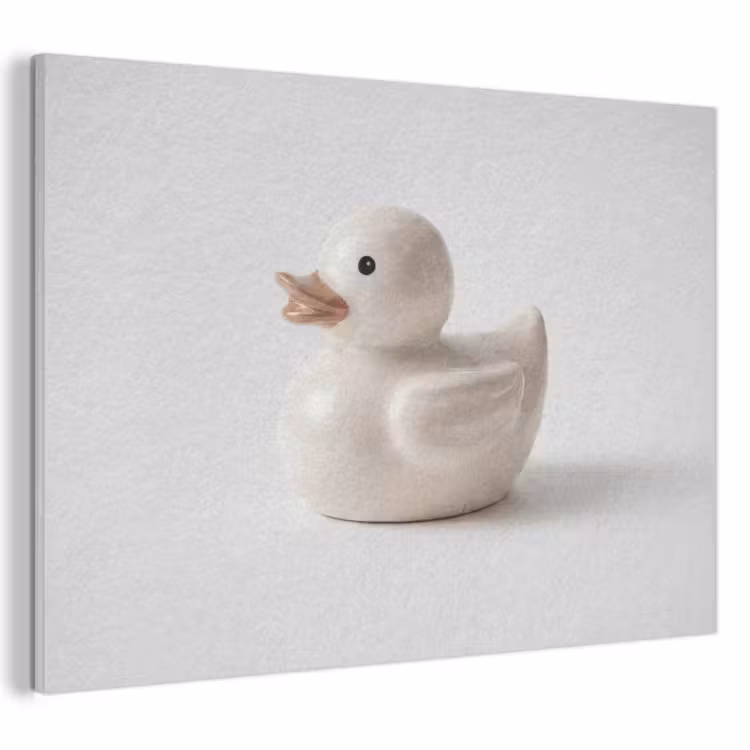 Akoestisch schilderij - Badeend - Minimalistisch - Wit — 1
