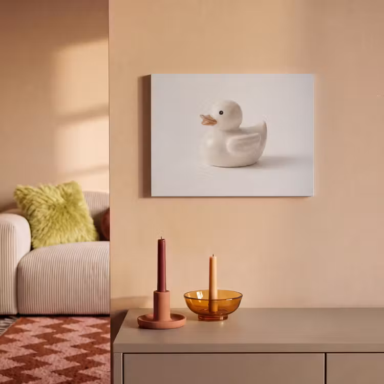 Akoestisch schilderij - Badeend - Minimalistisch - Wit — 2
