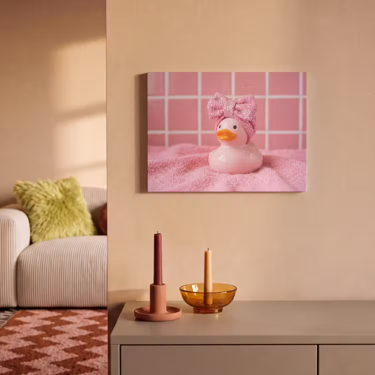 Akoestisch schilderij - Badeend -Strik - Roze — 2