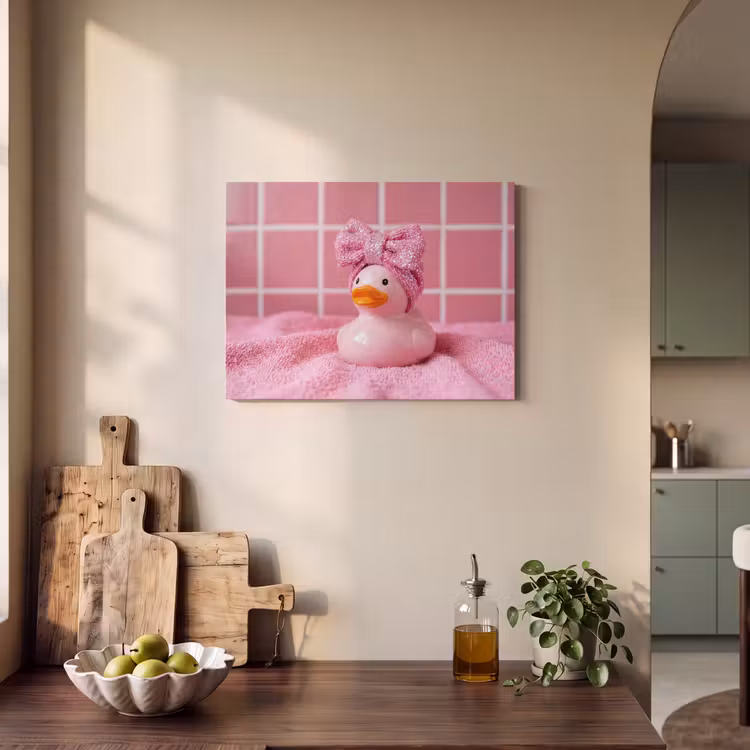 Akoestisch schilderij - Badeend -Strik - Roze — 3