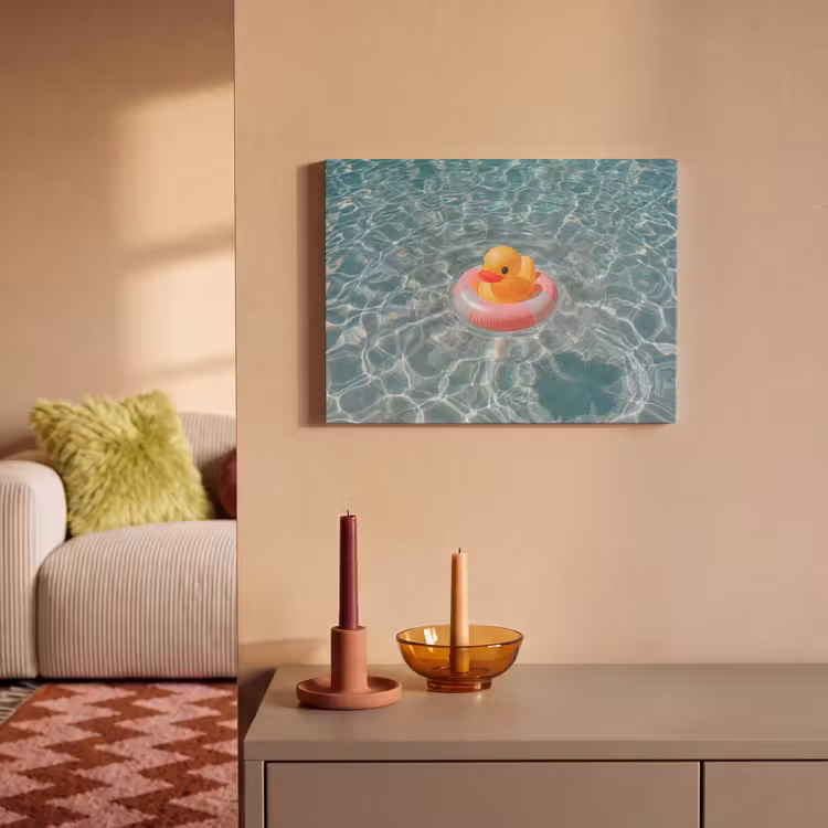 Akoestisch schilderij - Badeend - Zwemband - Geel — 2