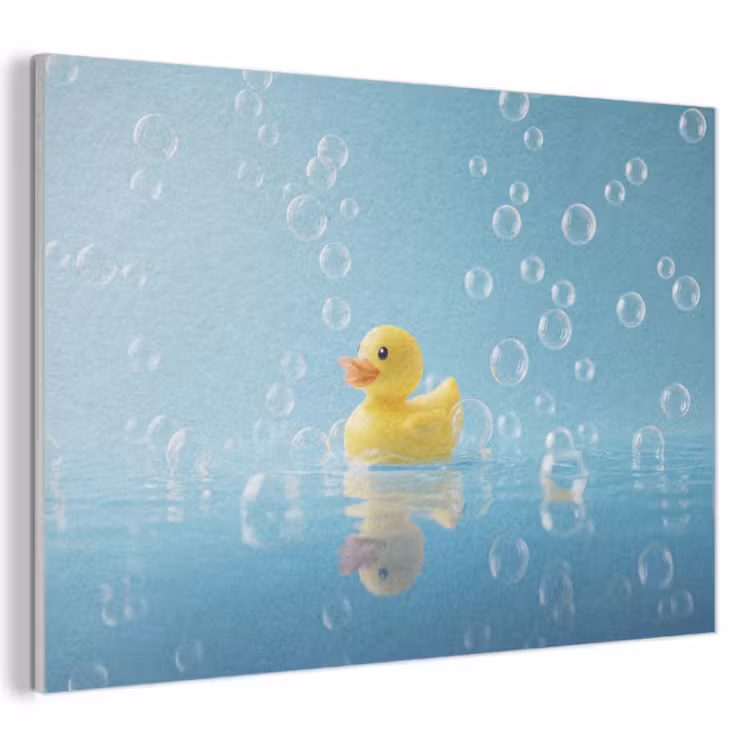 Akoestisch schilderij - Bubbels - Badeend - Geel — 1