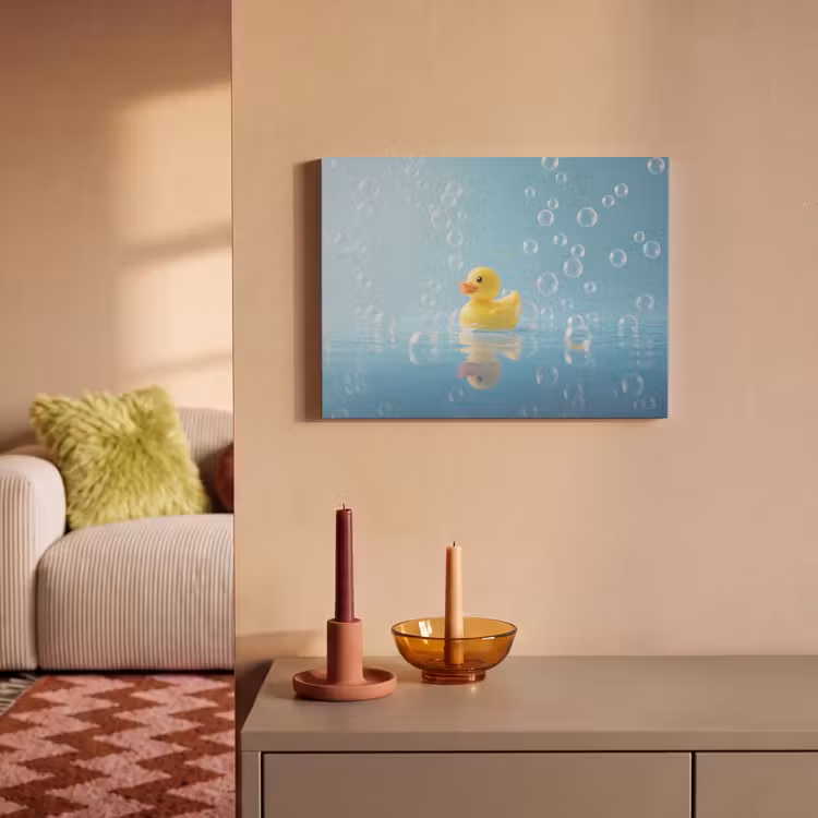 Akoestisch schilderij - Bubbels - Badeend - Geel — 2