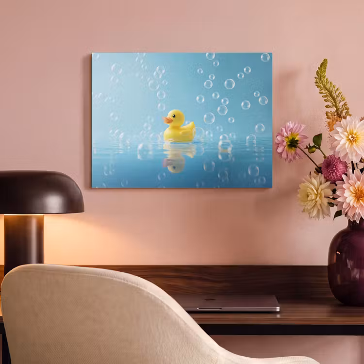 Akoestisch schilderij - Bubbels - Badeend - Geel — 4