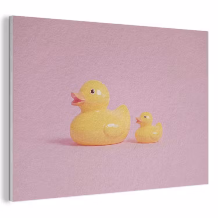 Akoestisch schilderij - Eendjes - Vrolijk - Roze — 1