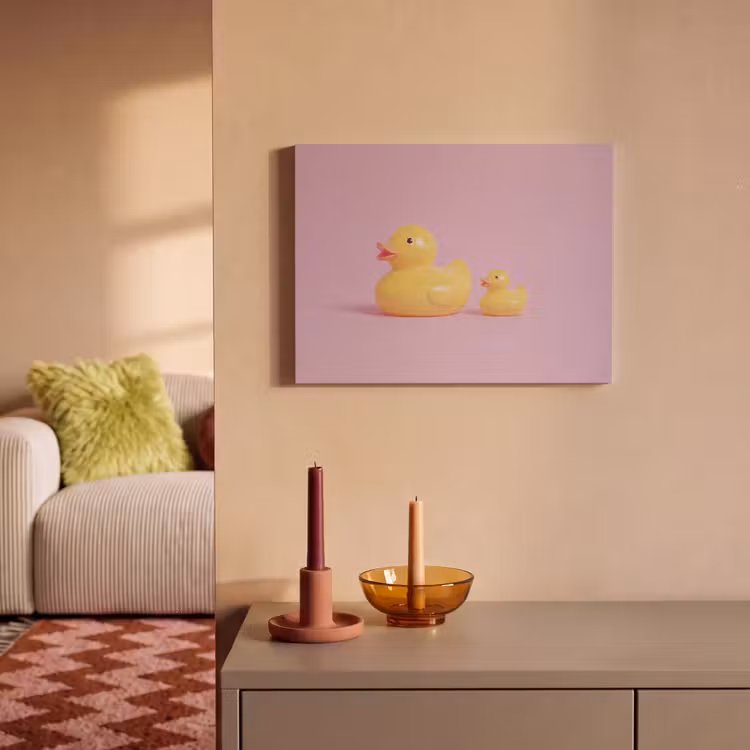 Akoestisch schilderij - Eendjes - Vrolijk - Roze — 2