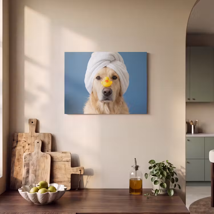 Akoestisch schilderij - Hond - Badeend - Geel — 3