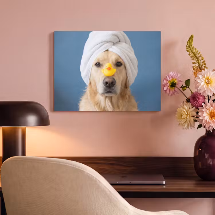 Akoestisch schilderij - Hond - Badeend - Geel — 4