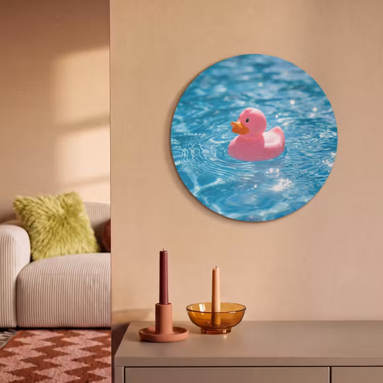 Akoestisch schilderij rond - Badeend - Dobberend - Roze — 3
