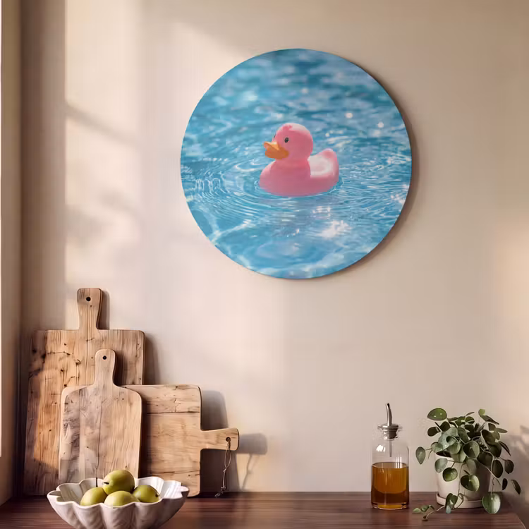Akoestisch schilderij rond - Badeend - Dobberend - Roze — 4
