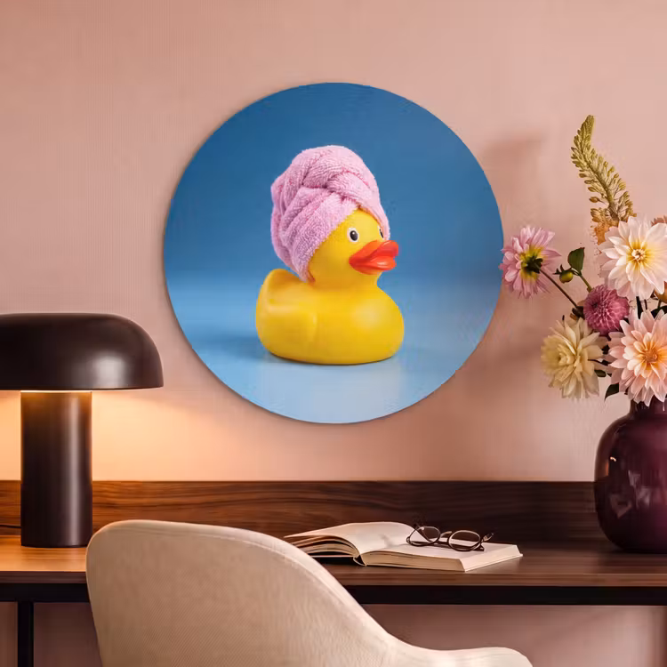 Akoestisch schilderij rond - Badeend - Handdoek - Blauw — 2