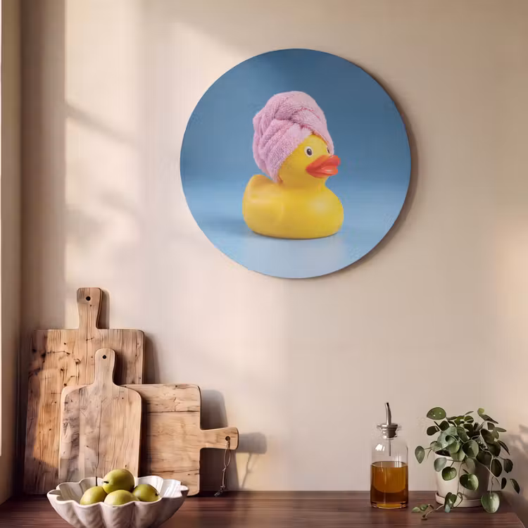 Akoestisch schilderij rond - Badeend - Handdoek - Blauw — 4