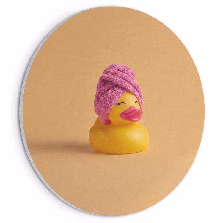 Akoestisch schilderij rond - Badeend - Handdoek - Kleurrijk — 1