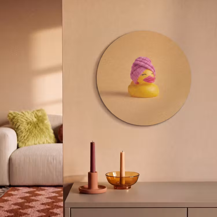 Akoestisch schilderij rond - Badeend - Handdoek - Kleurrijk — 3